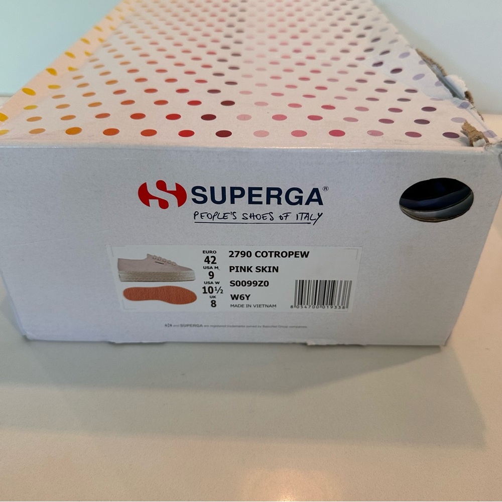 Superga Platform Sneakers in Light Pink with Natural Espadrille Sole - Picture 8 of 12